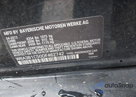 2013 BMW 320I from USA, damaged, VIN WBA3B1C50DF462742